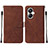 Leather Case Stands Flip Cover Holder Y01B for Realme 10 Pro+ Plus 5G Brown