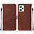 Leather Case Stands Flip Cover Holder Y01B for Realme C35 Brown