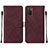 Leather Case Stands Flip Cover Holder Y01B for Samsung Galaxy A02s Red Wine