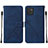 Leather Case Stands Flip Cover Holder Y01B for Samsung Galaxy A03 Blue