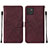 Leather Case Stands Flip Cover Holder Y01B for Samsung Galaxy A03 Red Wine