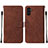 Leather Case Stands Flip Cover Holder Y01B for Samsung Galaxy A04s Brown