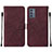 Leather Case Stands Flip Cover Holder Y01B for Samsung Galaxy A05s Red Wine