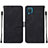 Leather Case Stands Flip Cover Holder Y01B for Samsung Galaxy A12 5G Black