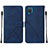 Leather Case Stands Flip Cover Holder Y01B for Samsung Galaxy A12 5G Blue