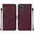 Leather Case Stands Flip Cover Holder Y01B for Samsung Galaxy A12 5G Red Wine