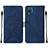 Leather Case Stands Flip Cover Holder Y01B for Samsung Galaxy A12 Blue