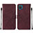 Leather Case Stands Flip Cover Holder Y01B for Samsung Galaxy A12 Nacho Red Wine