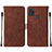 Leather Case Stands Flip Cover Holder Y01B for Samsung Galaxy A21s Brown