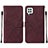 Leather Case Stands Flip Cover Holder Y01B for Samsung Galaxy A22 4G Red Wine