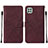 Leather Case Stands Flip Cover Holder Y01B for Samsung Galaxy A22 5G Red Wine