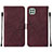 Leather Case Stands Flip Cover Holder Y01B for Samsung Galaxy A22s 5G Red Wine