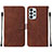 Leather Case Stands Flip Cover Holder Y01B for Samsung Galaxy A23 4G Brown