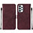 Leather Case Stands Flip Cover Holder Y01B for Samsung Galaxy A23 4G Red Wine