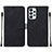 Leather Case Stands Flip Cover Holder Y01B for Samsung Galaxy A23 5G Black