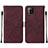 Leather Case Stands Flip Cover Holder Y01B for Samsung Galaxy A42 5G Red Wine
