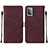 Leather Case Stands Flip Cover Holder Y01B for Samsung Galaxy A52 4G Red Wine