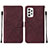 Leather Case Stands Flip Cover Holder Y01B for Samsung Galaxy A72 4G Red Wine