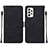 Leather Case Stands Flip Cover Holder Y01B for Samsung Galaxy A72 5G Black