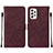 Leather Case Stands Flip Cover Holder Y01B for Samsung Galaxy A72 5G Red Wine