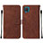 Leather Case Stands Flip Cover Holder Y01B for Samsung Galaxy F12 Brown