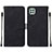 Leather Case Stands Flip Cover Holder Y01B for Samsung Galaxy F42 5G Black