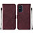 Leather Case Stands Flip Cover Holder Y01B for Samsung Galaxy F52 5G Red Wine