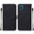 Leather Case Stands Flip Cover Holder Y01B for Samsung Galaxy M12 Black