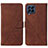 Leather Case Stands Flip Cover Holder Y01B for Samsung Galaxy M53 5G Brown