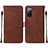 Leather Case Stands Flip Cover Holder Y01B for Samsung Galaxy S20 FE 4G Brown