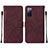 Leather Case Stands Flip Cover Holder Y01B for Samsung Galaxy S20 FE 4G Red Wine