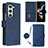 Leather Case Stands Flip Cover Holder Y01B for Samsung Galaxy Z Fold5 5G Blue