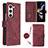 Leather Case Stands Flip Cover Holder Y01B for Samsung Galaxy Z Fold5 5G Red Wine