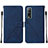 Leather Case Stands Flip Cover Holder Y01B for Vivo iQOO U1 Blue