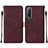 Leather Case Stands Flip Cover Holder Y01B for Vivo iQOO U1 Red Wine