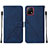 Leather Case Stands Flip Cover Holder Y01B for Vivo iQOO U3 5G Blue