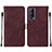 Leather Case Stands Flip Cover Holder Y01B for Vivo iQOO Z3 5G Red Wine