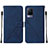 Leather Case Stands Flip Cover Holder Y01B for Vivo V21 5G Blue