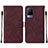 Leather Case Stands Flip Cover Holder Y01B for Vivo V21 5G Red Wine