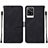 Leather Case Stands Flip Cover Holder Y01B for Vivo V21e 4G Black