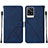 Leather Case Stands Flip Cover Holder Y01B for Vivo V21e 4G Blue