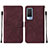 Leather Case Stands Flip Cover Holder Y01B for Vivo V21e 5G Red Wine