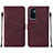 Leather Case Stands Flip Cover Holder Y01B for Vivo V23e 5G Red Wine