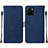 Leather Case Stands Flip Cover Holder Y01B for Vivo Y01A Blue