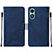 Leather Case Stands Flip Cover Holder Y01B for Vivo Y02S Blue