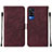 Leather Case Stands Flip Cover Holder Y01B for Vivo Y31 (2021) Red Wine