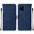 Leather Case Stands Flip Cover Holder Y01B for Vivo Y32 4G Blue