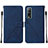 Leather Case Stands Flip Cover Holder Y01B for Vivo Y50t Blue