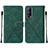 Leather Case Stands Flip Cover Holder Y01B for Vivo Y52 5G Green