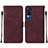 Leather Case Stands Flip Cover Holder Y01B for Vivo Y53s NFC Red Wine
